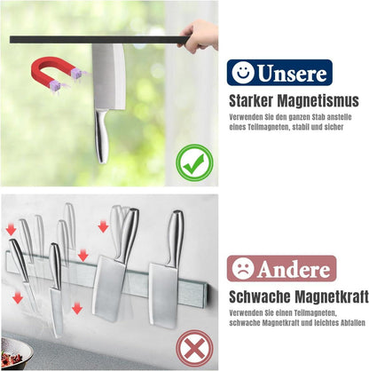 Magnetleiste Messerhalter 40 cm Schwarz Edelstahl mit Haken