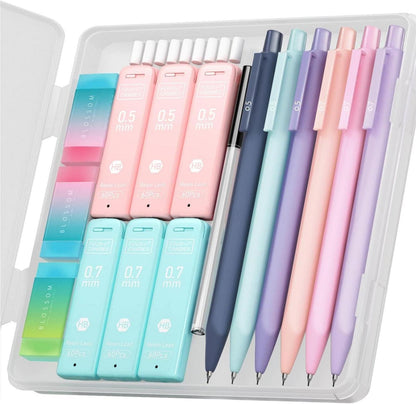 Druckbleistift Set 6 Stück 0,5 & 0,7 mm 360 Minen HB Radierer