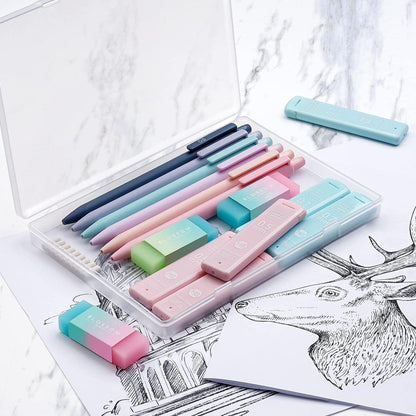 Druckbleistift Set 0,5 & 0,7 mm 360 Minen HB Radierer Mädchen Schulsachen