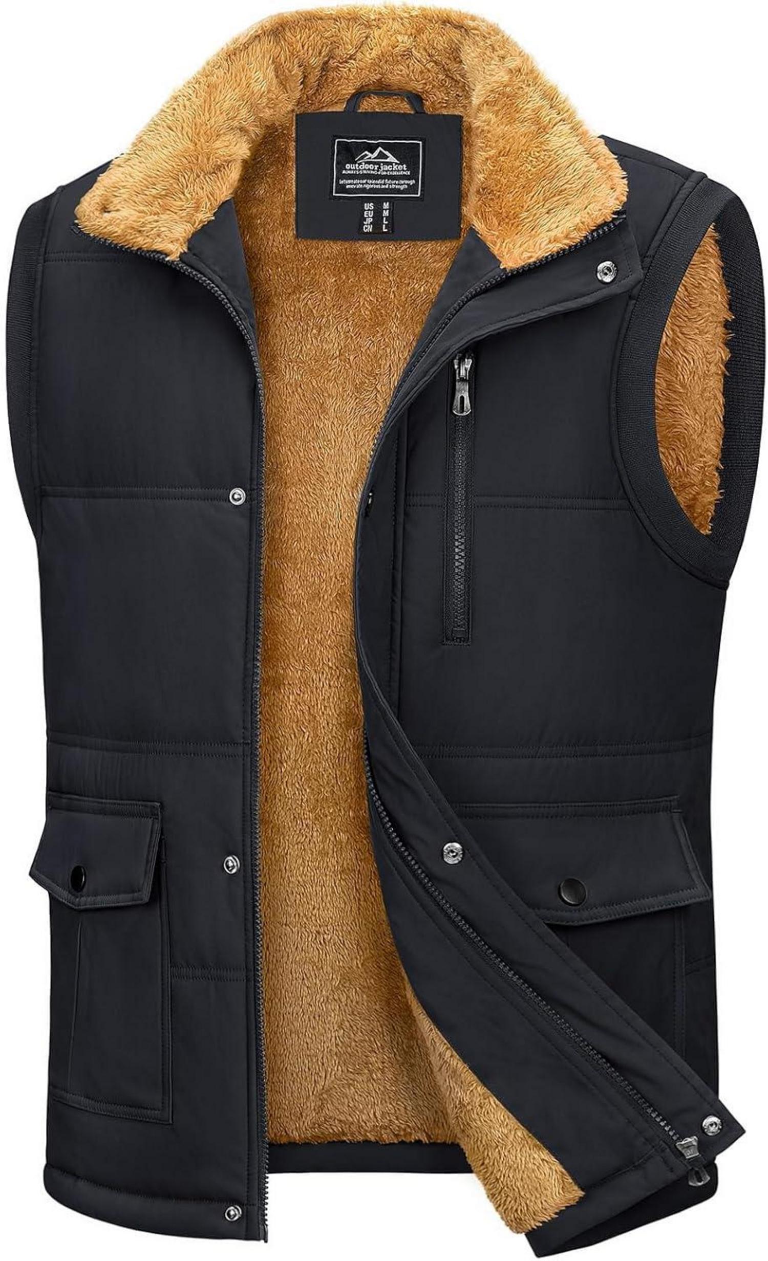 Winterweste Herren Gefüttert Outdoor Warme Fleece Ärmellos Thermo