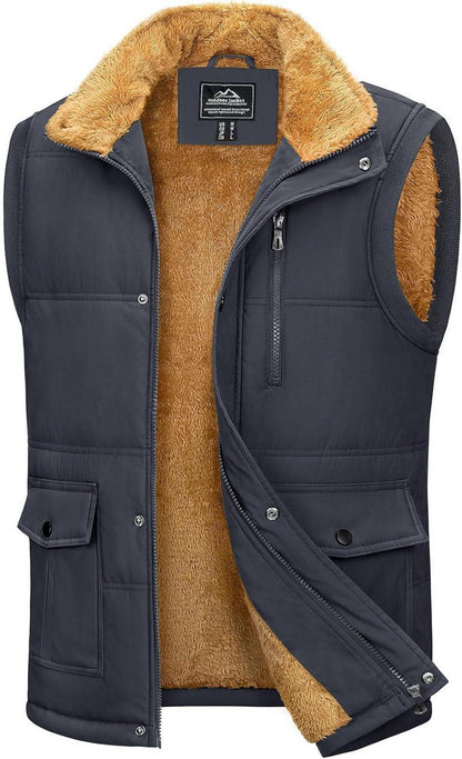 Outdoor Winterweste Gefüttert Fleece Ärmellos Thermo Stehkragen