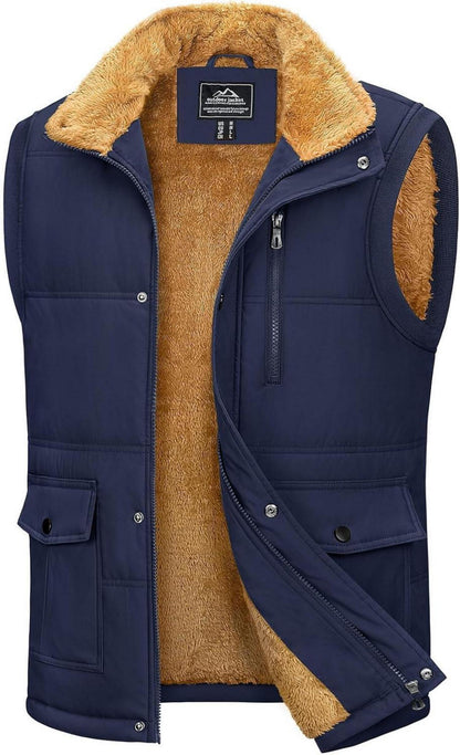 Gefütterte Winterweste mit vielen Taschen und Stehkragen