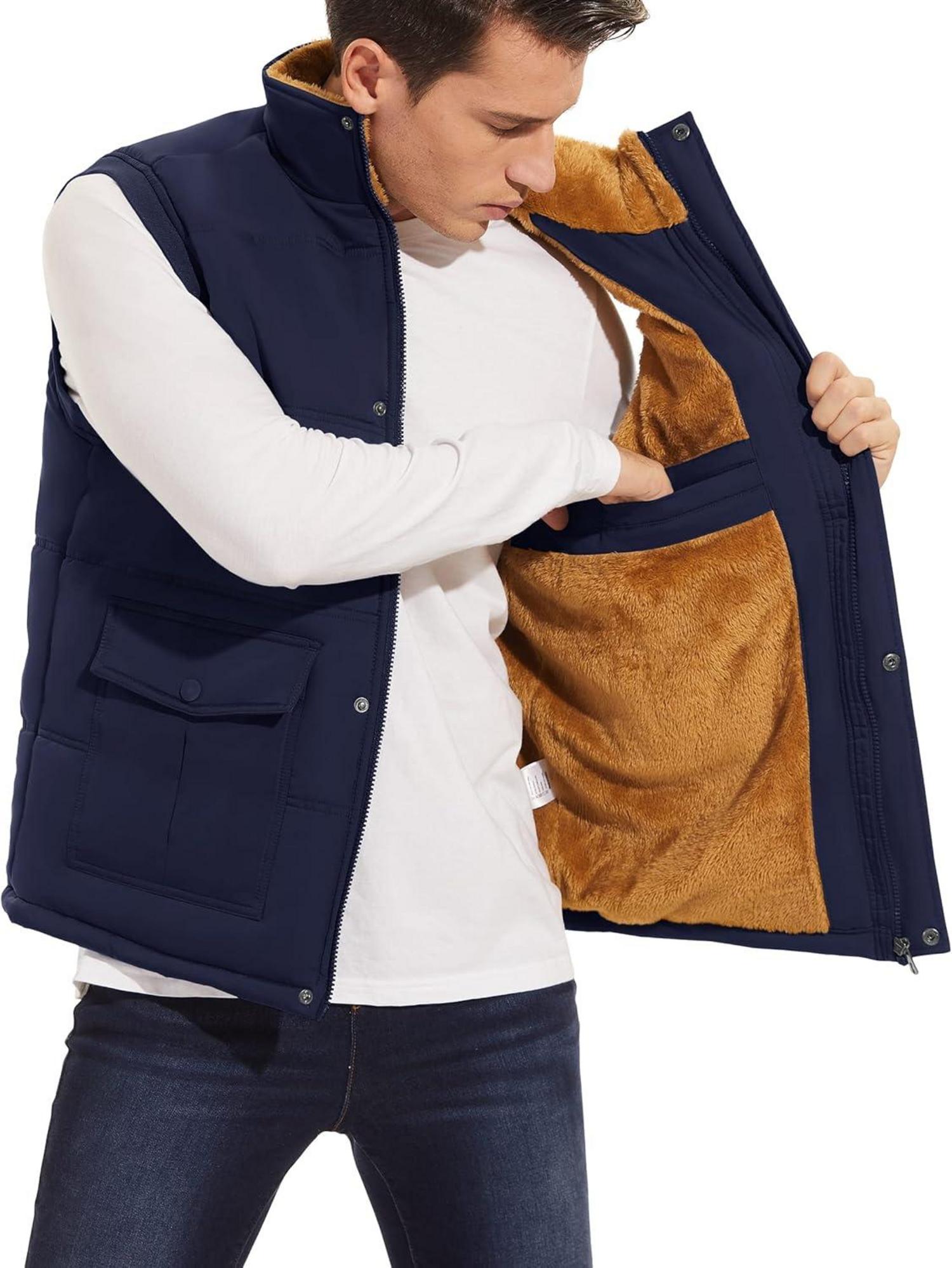 Gefütterte Winterweste mit vielen Taschen und Stehkragen