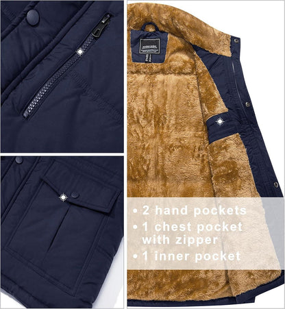 Herren Winterweste Gefüttert Ärmellos Outdoor Fleeceweste mit Multi Taschen