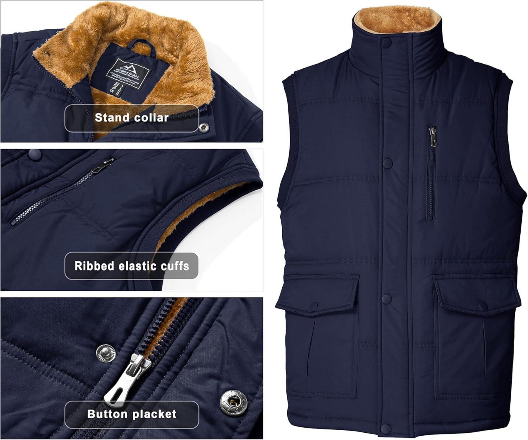 Winterweste Herren Gefüttert Outdoor Weste Warme Fleeceweste Thermo