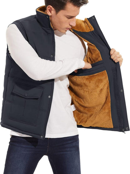 Weste Herren Winter Outdoor Gefüttert Fleece Ärmellos Stehkragen