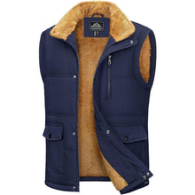 Gefütterte Fleeceweste Herren – Winterjacke Ärmellos Dunkelblau