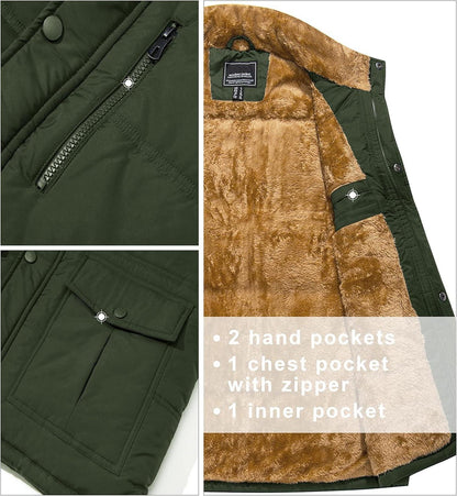 Herren Winterweste Gefüttert Outdoor Fleeceweste Thermo Anglerweste XL Grün