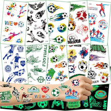 15 Blätter Fußball Tattoos Kinder im Dunkeln leuchten Jungen Temporäre