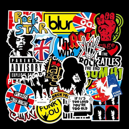 100 Punk Rock Aufkleber Set – Wasserdicht & Wiederverwendbar