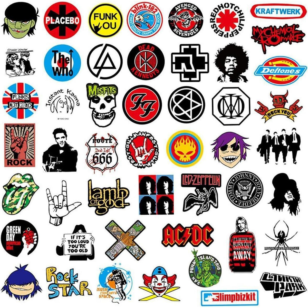 100 Punk Rock Aufkleber Set – Wasserdicht & Wiederverwendbar