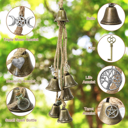 Hexenglocken Windspiel mit Schutzamuletten für den Garten