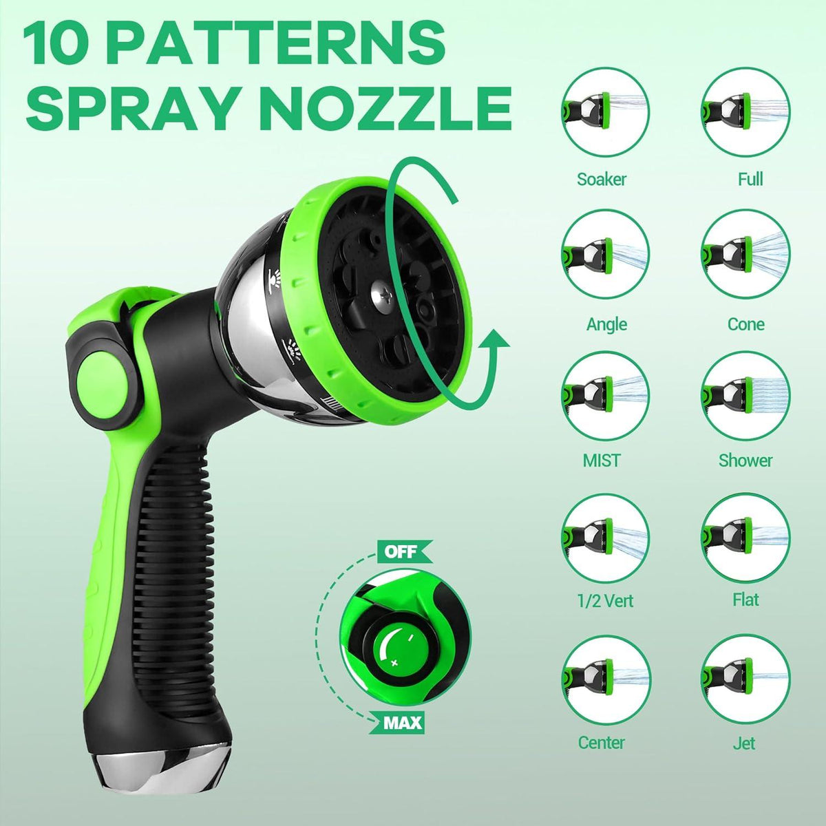 Flexibler Gartenschlauch 15m mit 10-Funktions-Spray und Metallanschlüssen