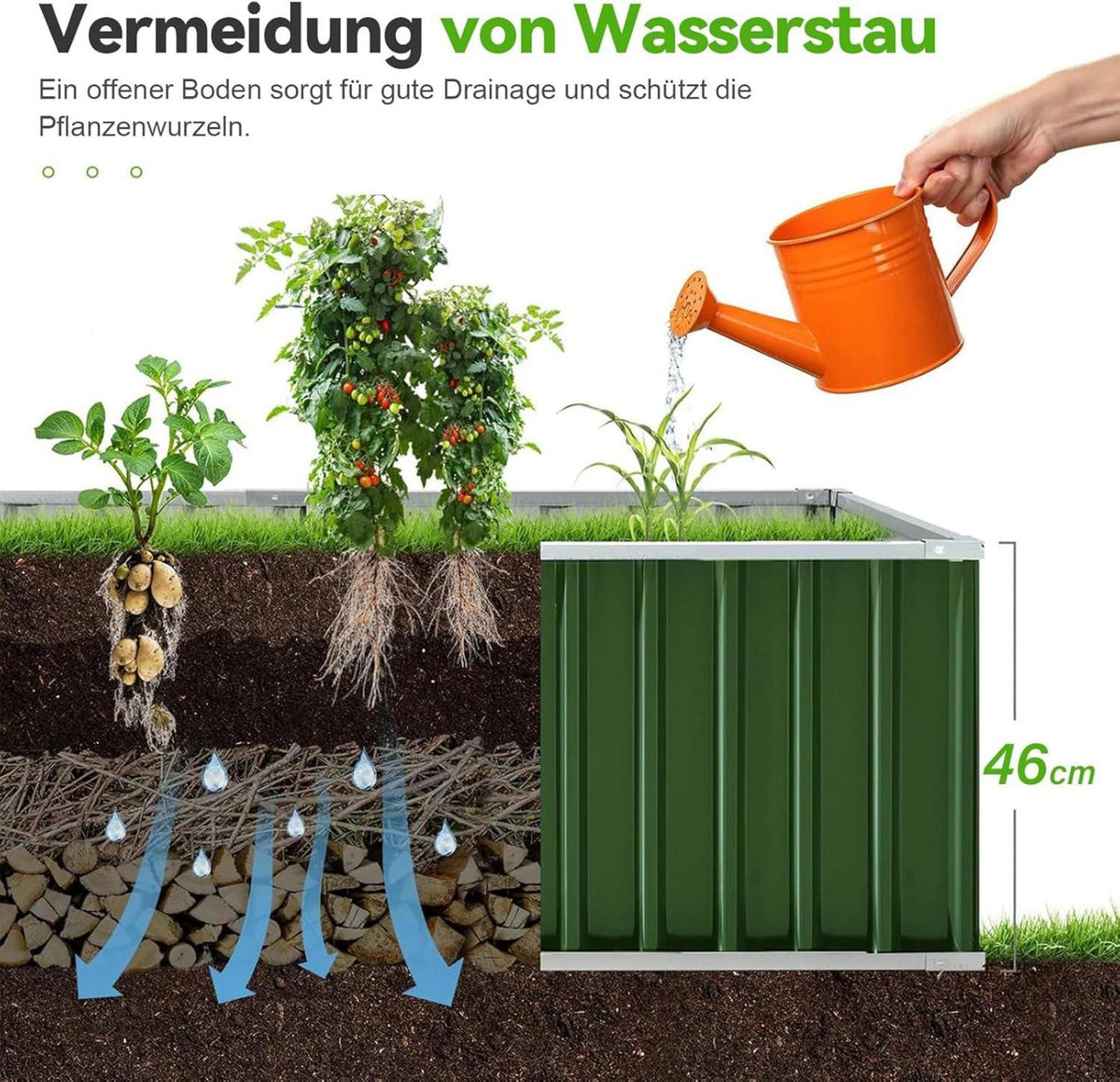 Hochbeet 174x90x46cm verzinkter Stahl Frühbeet Pflanzkasten Gemüse Kräuter