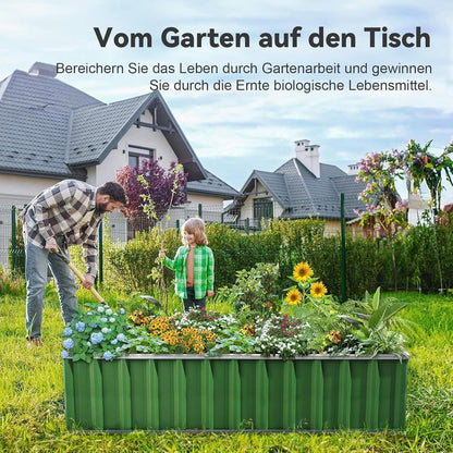 Hochbeet 174x90x46cm verzinkter Stahl Frühbeet Pflanzkasten Gemüse Kräuter Blumen