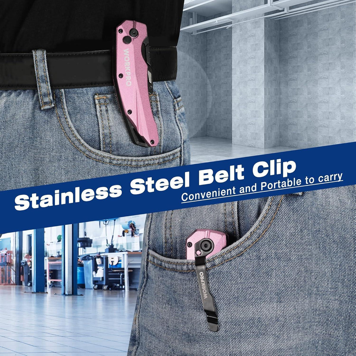 Klappbares Teppichmesser aus Metall mit Schnellverschluss & 10 Klingen