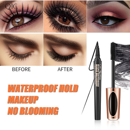 2-in-1 4D Silk Fiber Mascara Black Waterproof Eyeliner