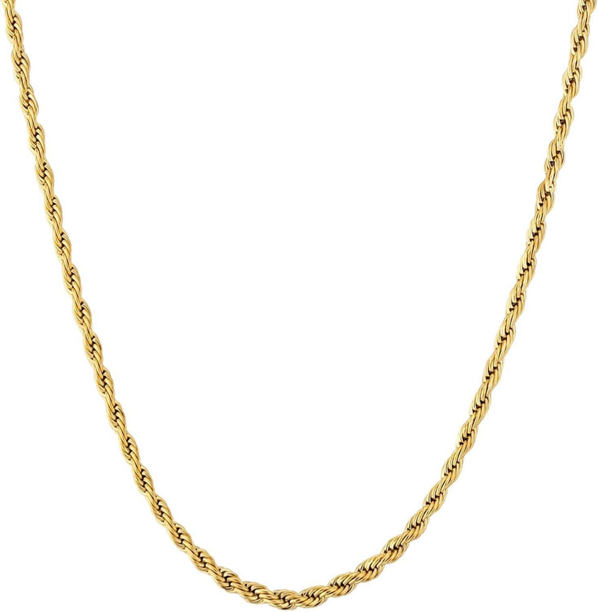 Goldkette Rope Kette Edelstahl 2,5mm 55,9cm 18K GoldSilber