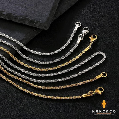 Goldkette Herren 2,5mm Edelstahl Rope Kette 55,9cm Gold beschichtet