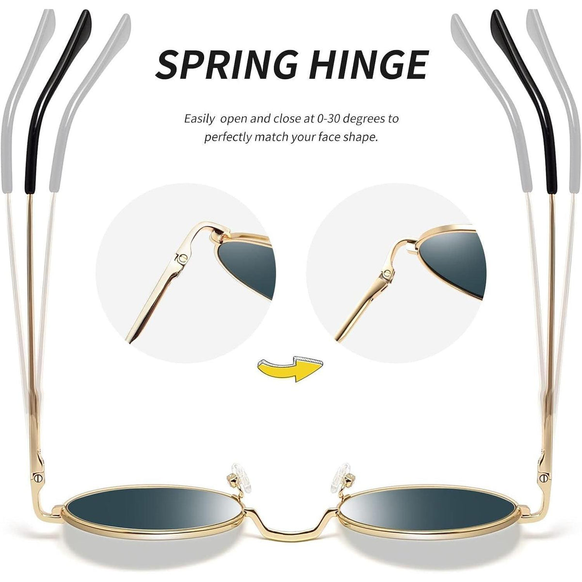 Retro Runde Sonnenbrille Herren Damen Polarisierte Vintage Hippie UV400 Gold Rosa
