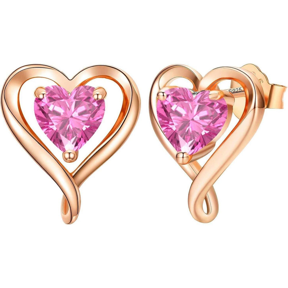 Silber Ohrstecker Herz Damen 925 Roségold Geschenk für Frauen