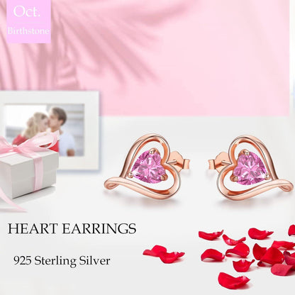 Silber Ohrstecker Herz Damen 925 Roségold Geschenk für Frauen