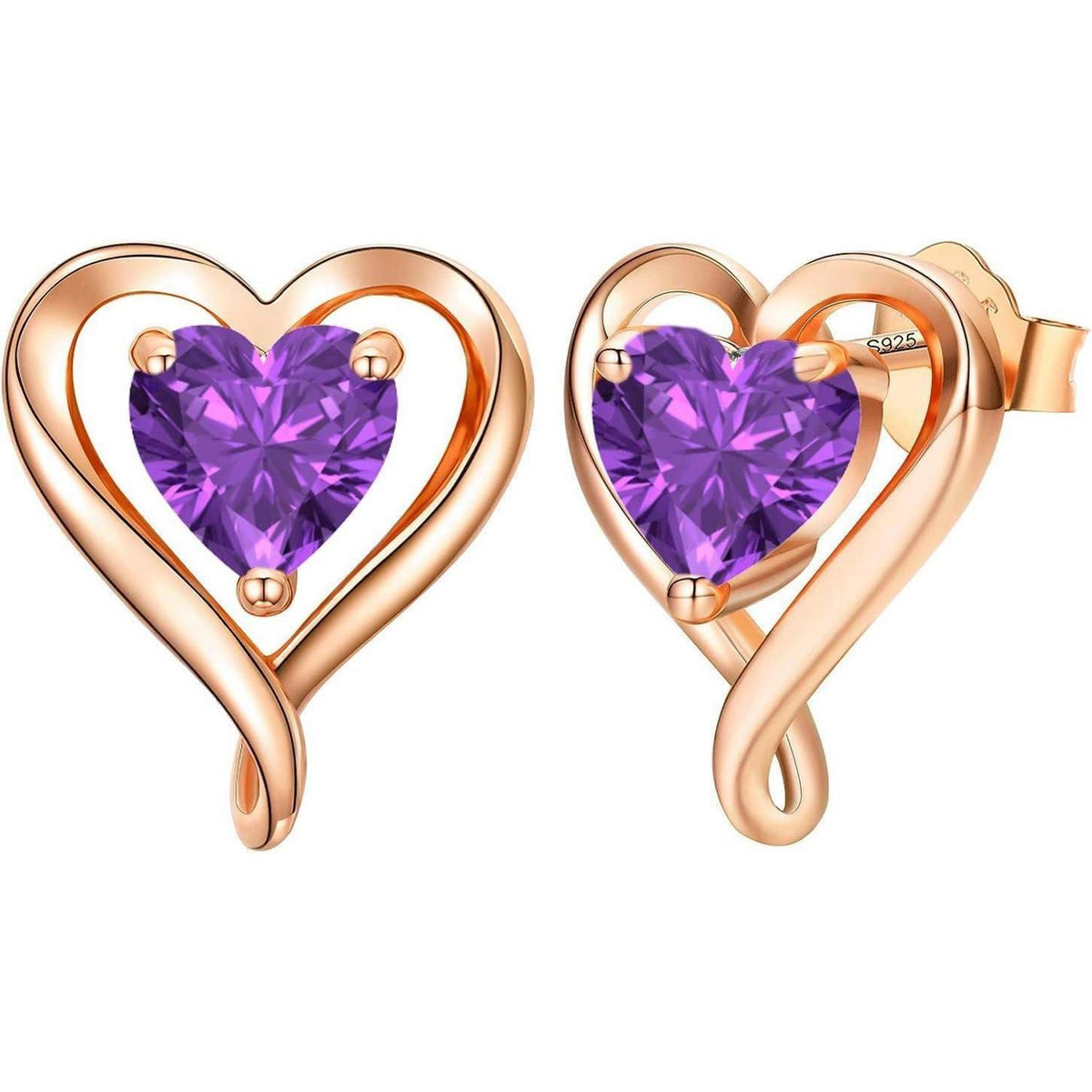 Silber Ohrstecker Herz Damen 925 Roségold Geschenk für Frauen