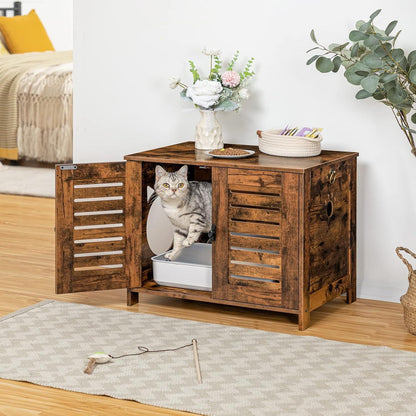 Katzenklo Schrank Holz Jalousien-Stil Eisenfüßen