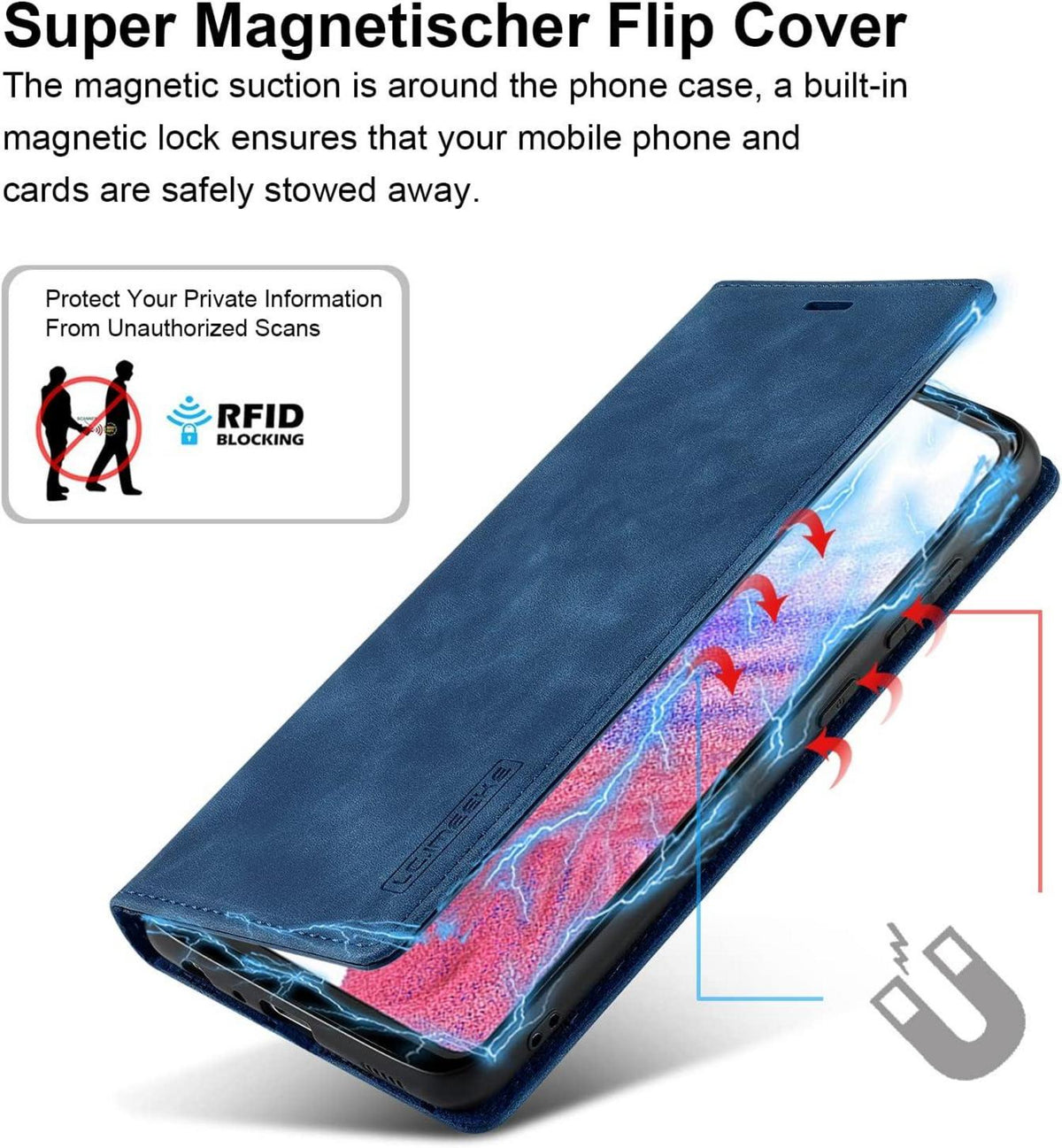 2023 A53 Samsung Galaxy A53 Hülle Leder Handyhülle Klappbar Flip Case