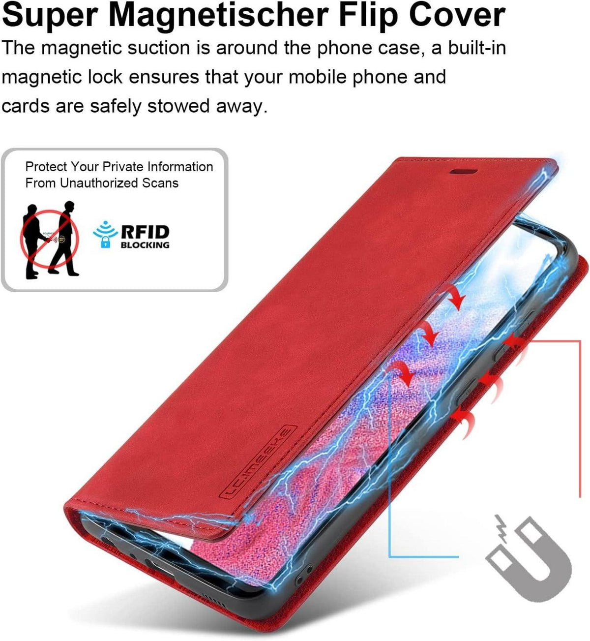 Handyhülle Samsung Galaxy A53 Leder Schutzhülle Klappbar Stoßfest Rot
