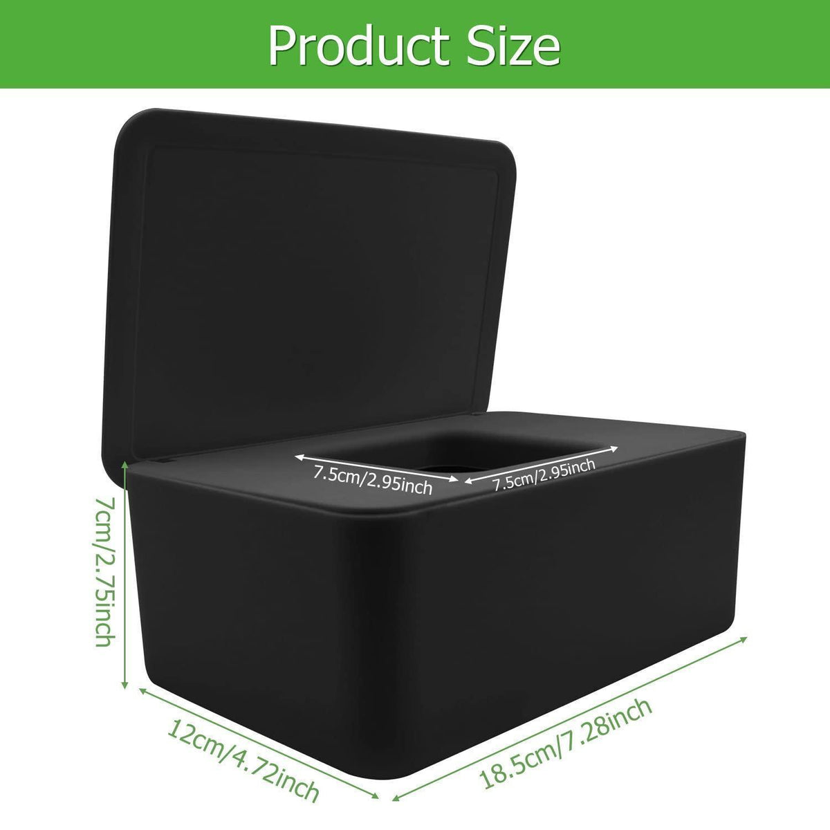 Feuchttücher Box Schwarz mit Silikondichtung für 80 Tücher