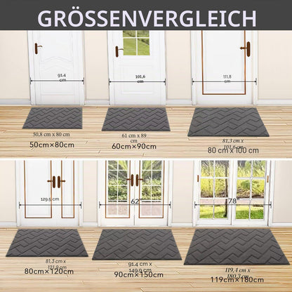 Fußmatte Grau 90x150cm - Waschbare Schmutzfangmatte für Innen & Außen