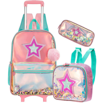 Rollrucksack Einhorn für Mädchen mit Brotdose & Federmäppchen