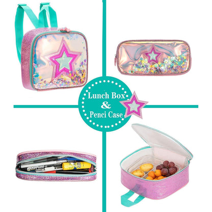 Rollrucksack Einhorn für Mädchen mit Brotdose & Federmäppchen