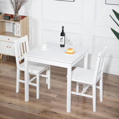Holz Esstisch Set 3-teilig Weiß – Kleiner Küchentisch mit Stühlen