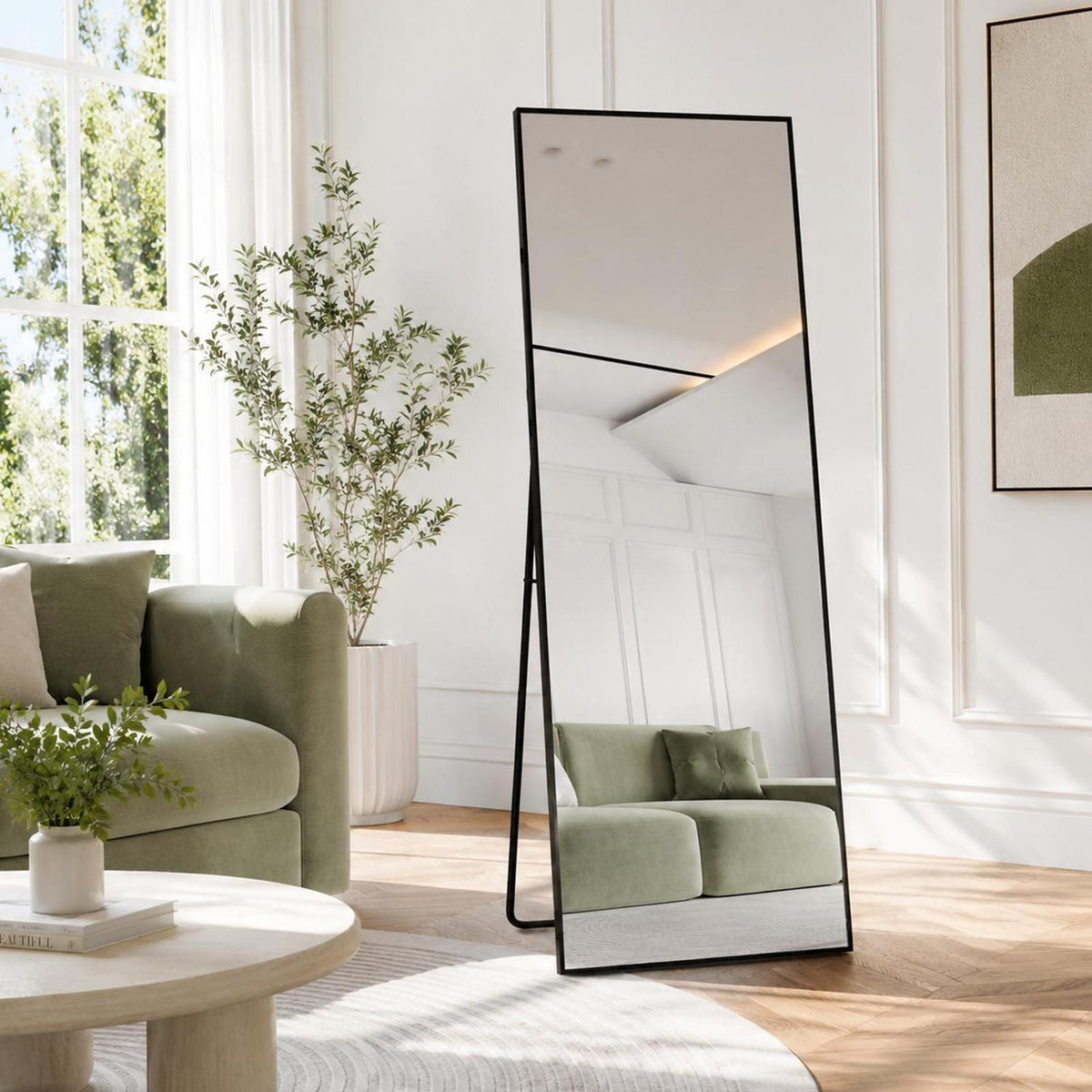 Ganzkörperspiegel 140x50cm – Freistehend, Hängend, Schwarz