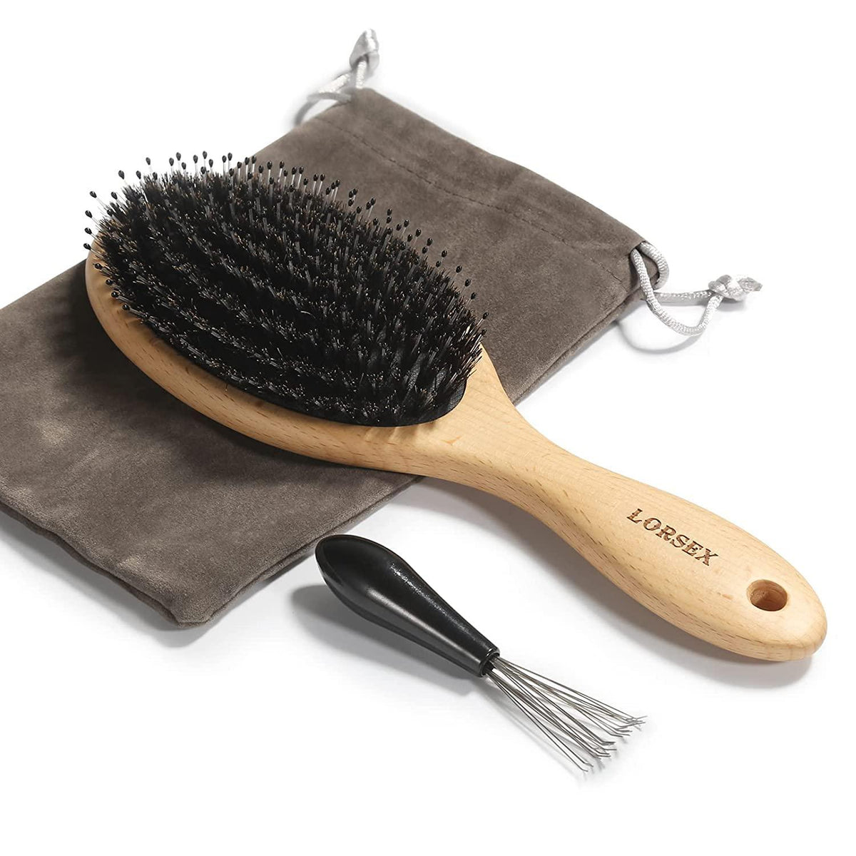 Haarbürste Wildschweinborsten Profi Entwirrbürste für Locken & Haare