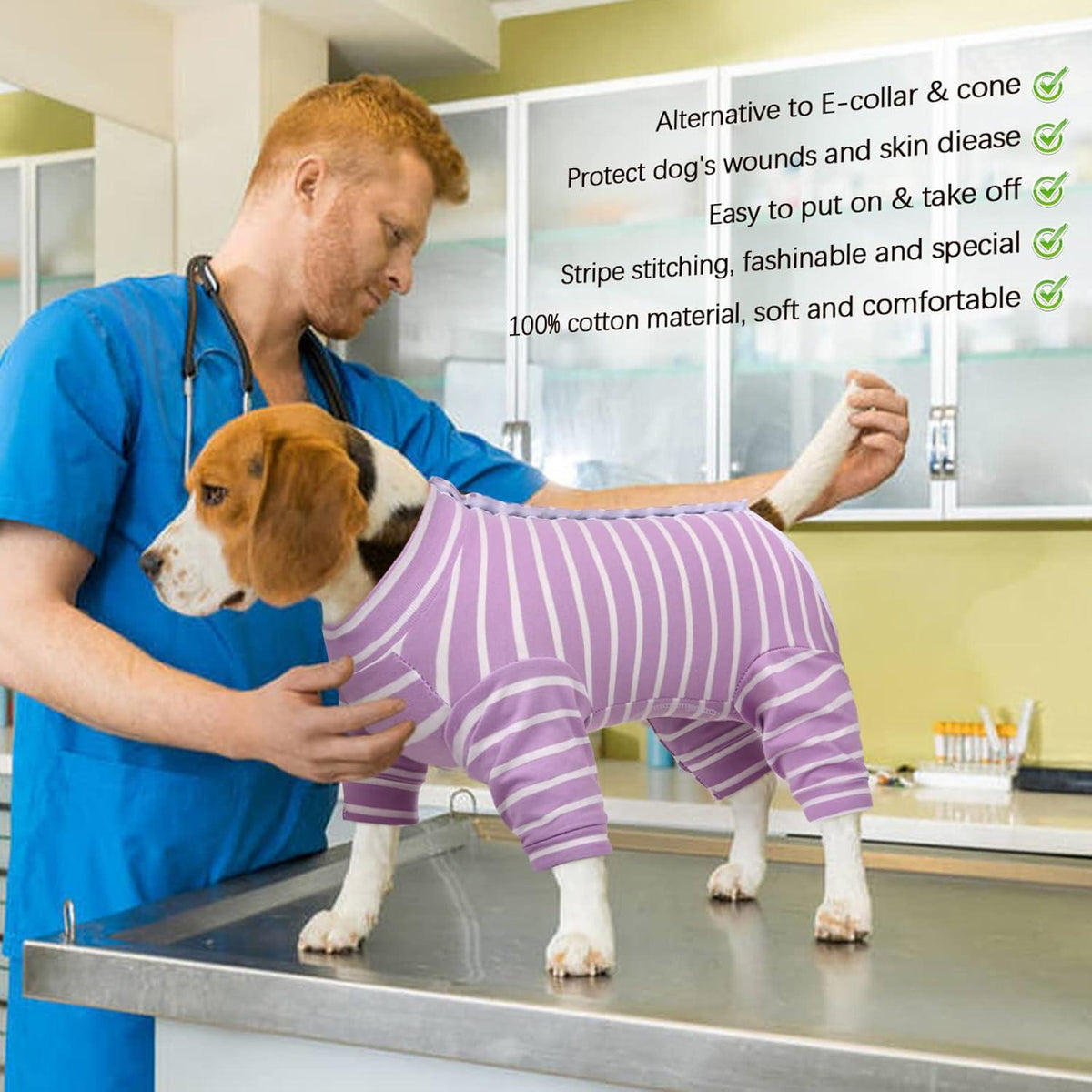 Hundebody nach Op Kastration Runder Bauch Langarm Lila L - XL