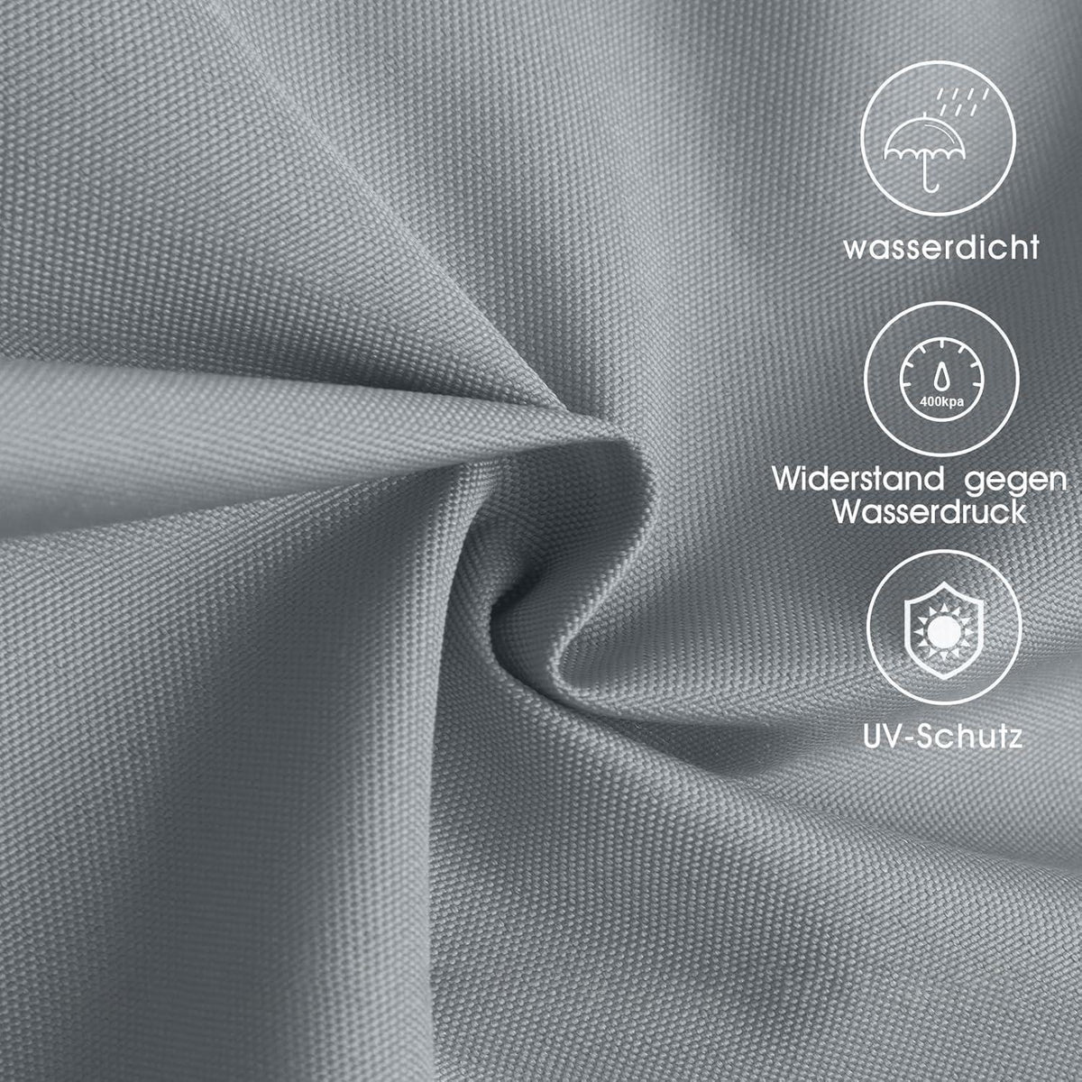 Wasserdichtes Sonnensegel Hellgrau 2.5x3.5m UV-Schutz PES Polyester