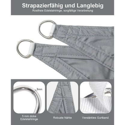 Wasserdichtes Sonnensegel Hellgrau 2.5x3.5m UV-Schutz PES Polyester