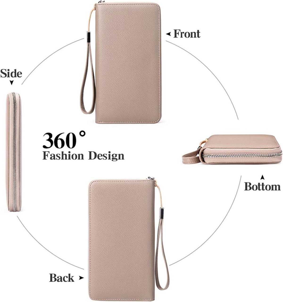 Groß Damen Geldbörse Leder RFID Blockierung Reißverschluss Clutch