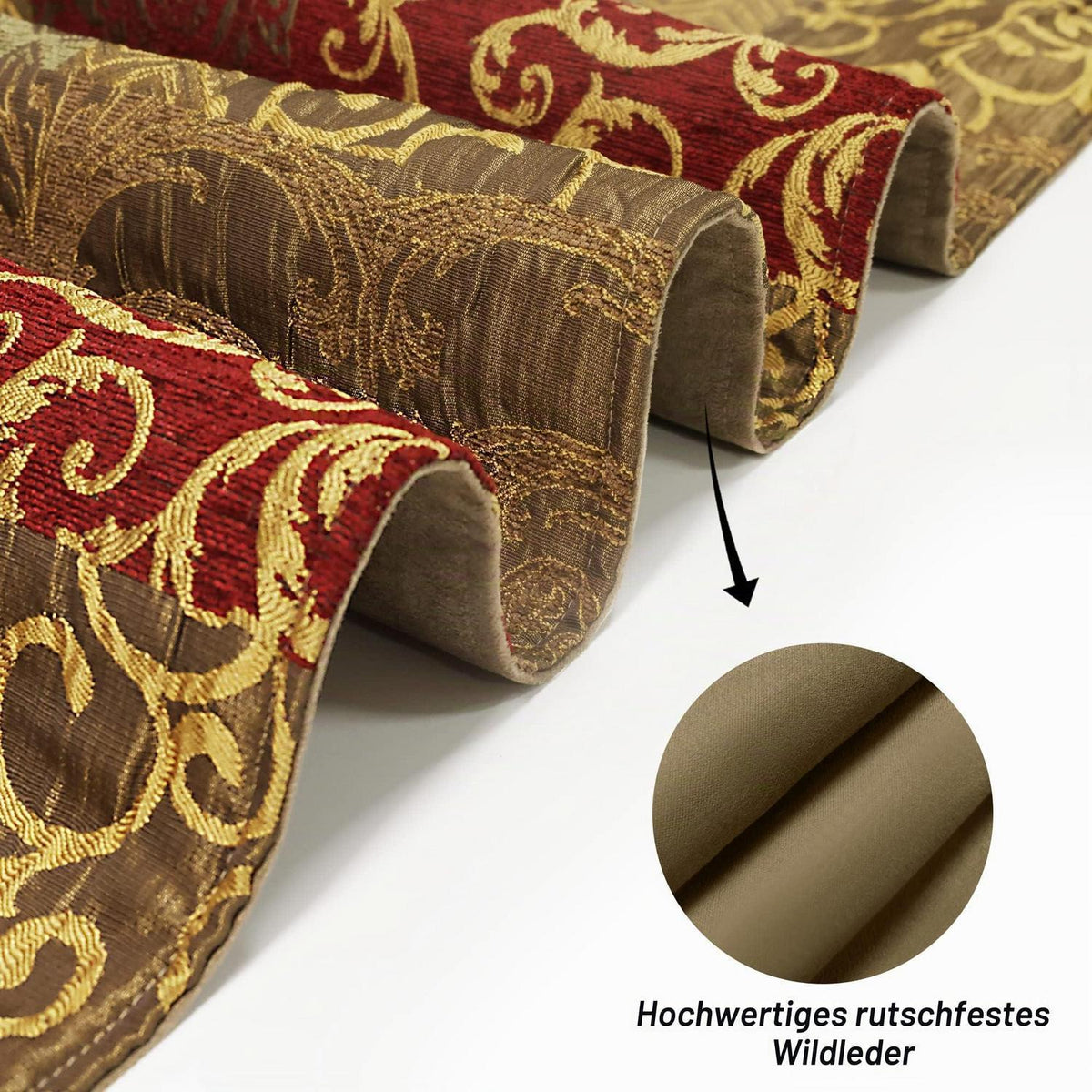 Goldroter Tischläufer mit Quasten (33x274cm)