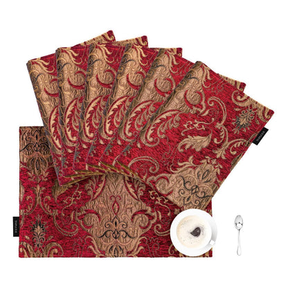 Platzsets 6er Set Jaquard, Abwaschbar, Burgund 30x45cm