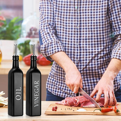 Öl- & Essig Spender Set Glas 500ml mit Edelstahl Ausgießer