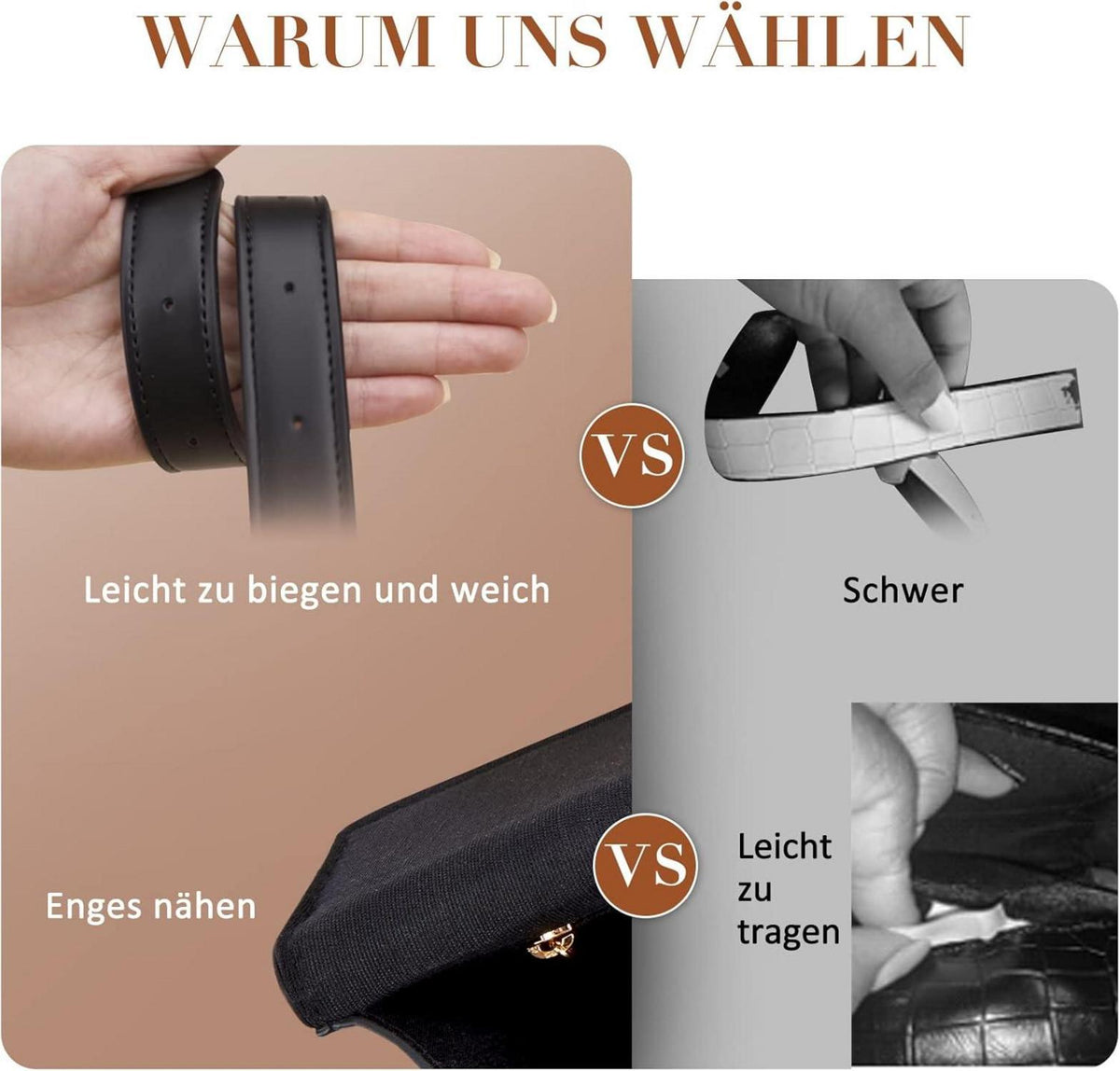 ECOSUSI Gürteltasche Damen Krokoprägung Leder Bauchtasche Schwarz