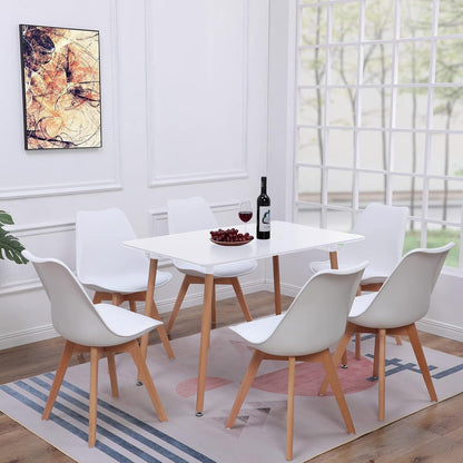 8 Esszimmerstühle Buche Holz, skandinavisches Design, weiß
