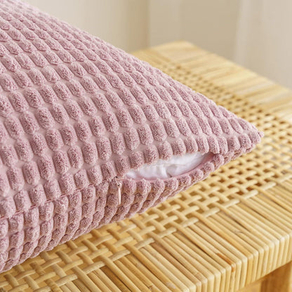 Kordsamt Kissenbezug Dekokissen Set Granulat Rosa Lila