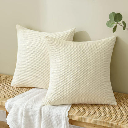 Dekorative Kordsamt Kissenbezüge 2er Set 40x40 cm Beige