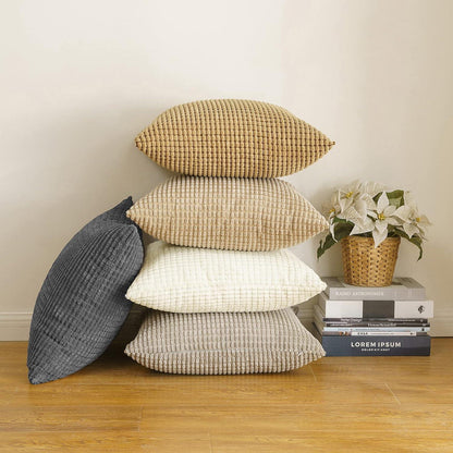 Kordsamt Kissenbezug 40x40 cm 2er Set Sandfarbe Deko Sofakissen