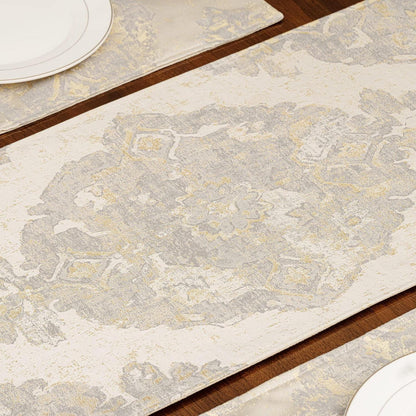 Tischläufer mit Quasten, Beige, 33x180cm – Jacquard Tischdeko